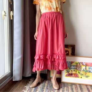 Krista Larson red petticoat lace midi skirt